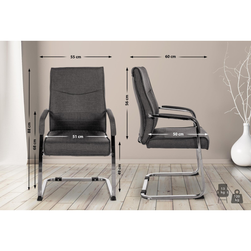 Chaise visiteur en tissu Hobart | noir
