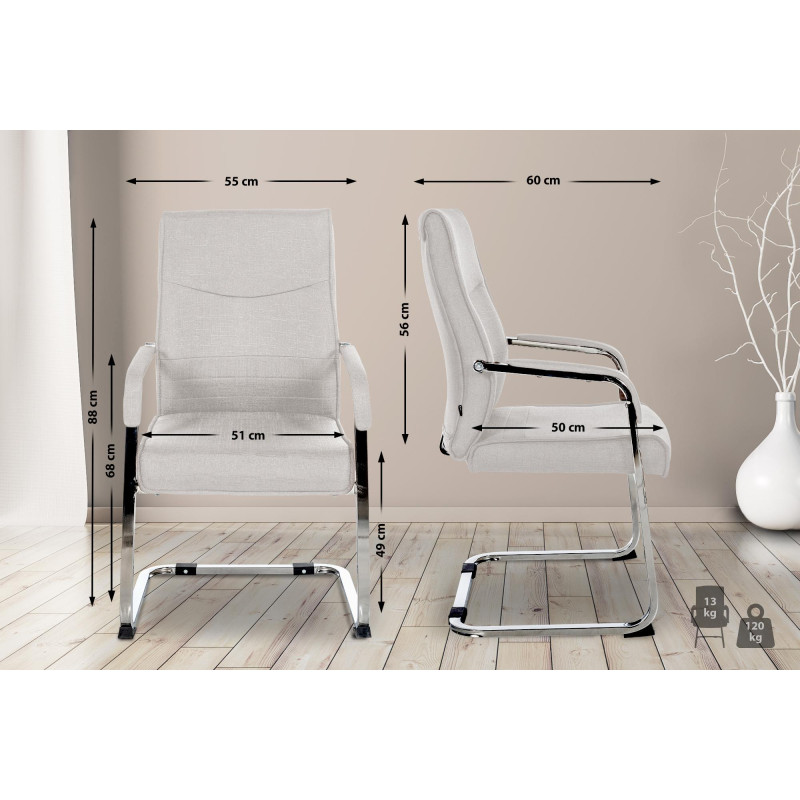 Chaise visiteur en tissu Hobart | gris