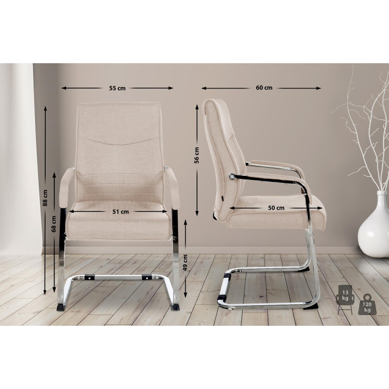 Chaise visiteur en tissu Hobart | taupe