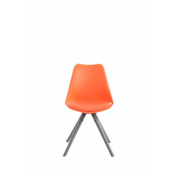 Chaise visiteur Toulouse en cuir artificiel ronde grise | orange