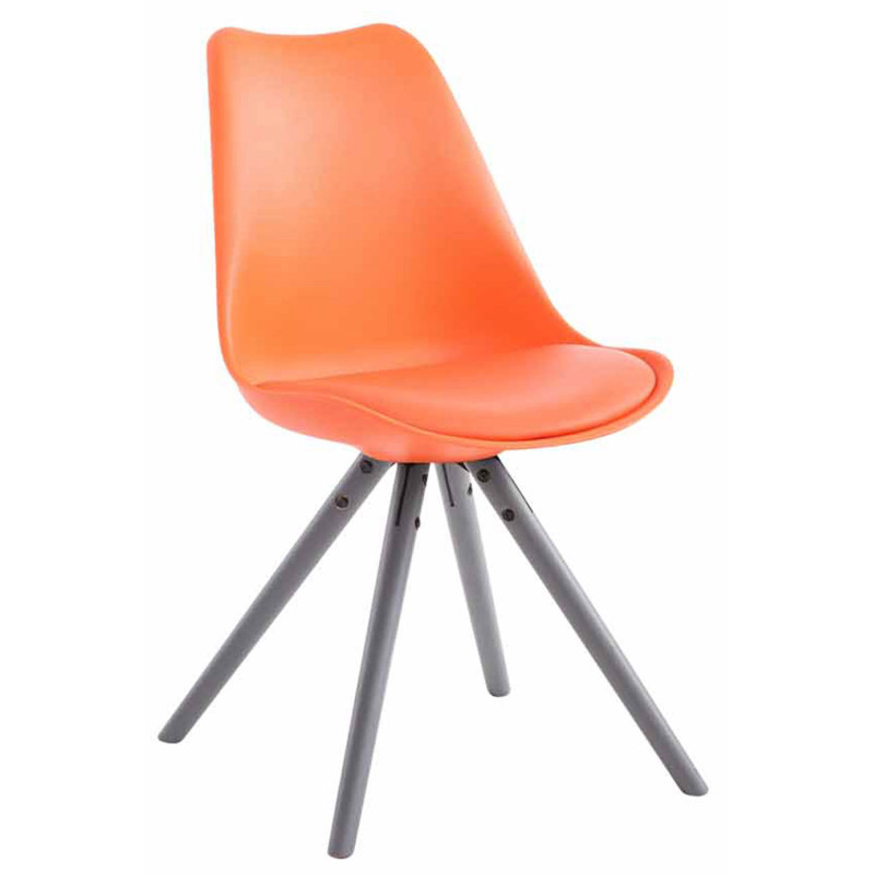 Chaise visiteur Toulouse en cuir artificiel ronde grise | orange