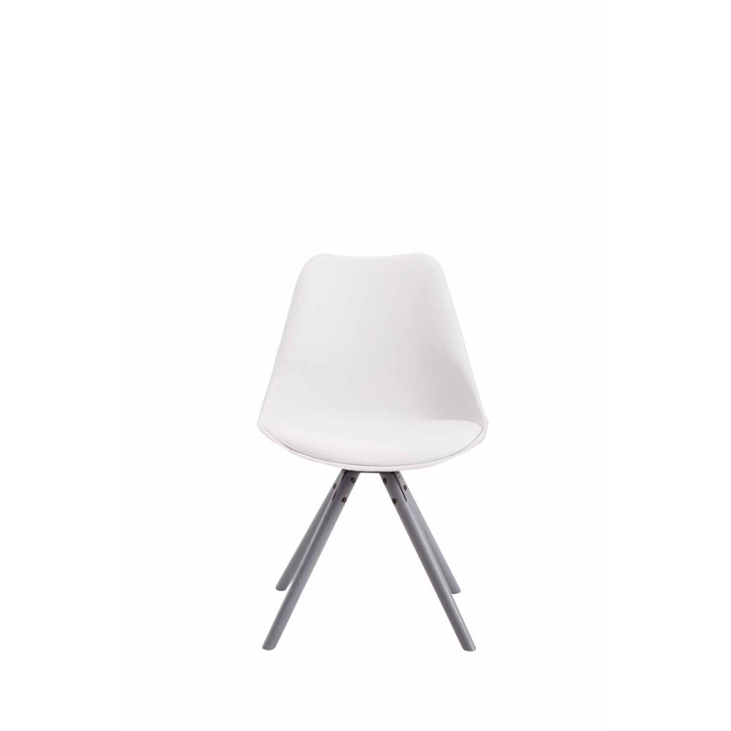 Chaise visiteur Toulouse en cuir artificiel ronde grise | blanc