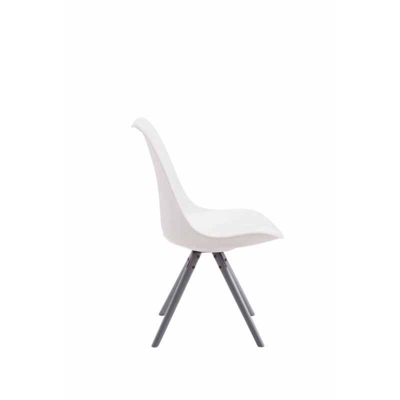 Chaise visiteur Toulouse en cuir artificiel ronde grise | blanc