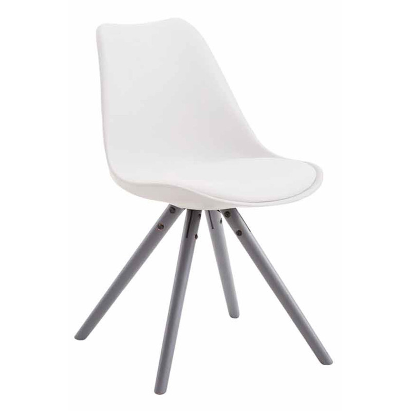 Chaise visiteur Toulouse en cuir artificiel ronde grise | blanc