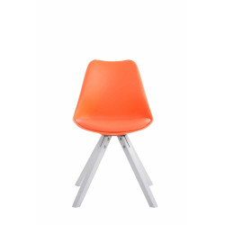 Chaise visiteur Toulouse en cuir artificiel Square blanc | orange
