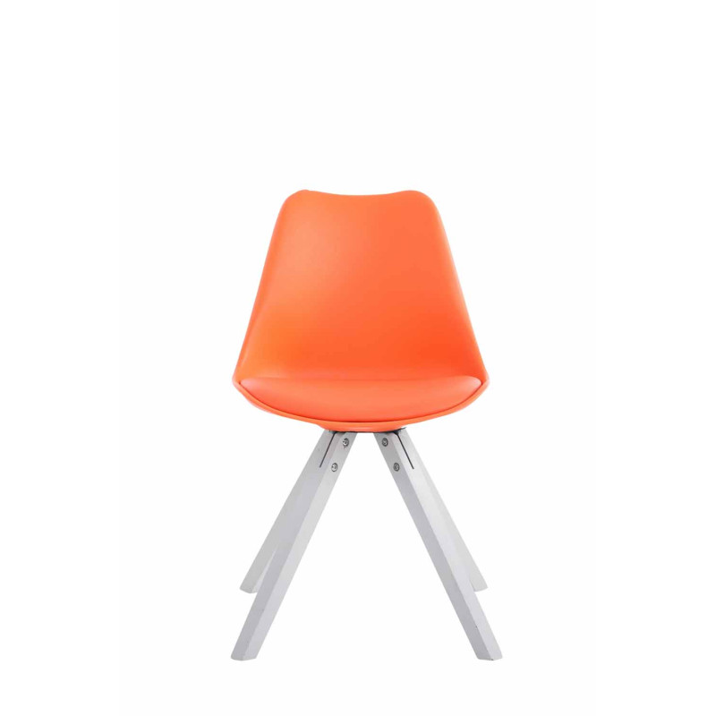 Chaise visiteur Toulouse en cuir artificiel Square blanc | orange