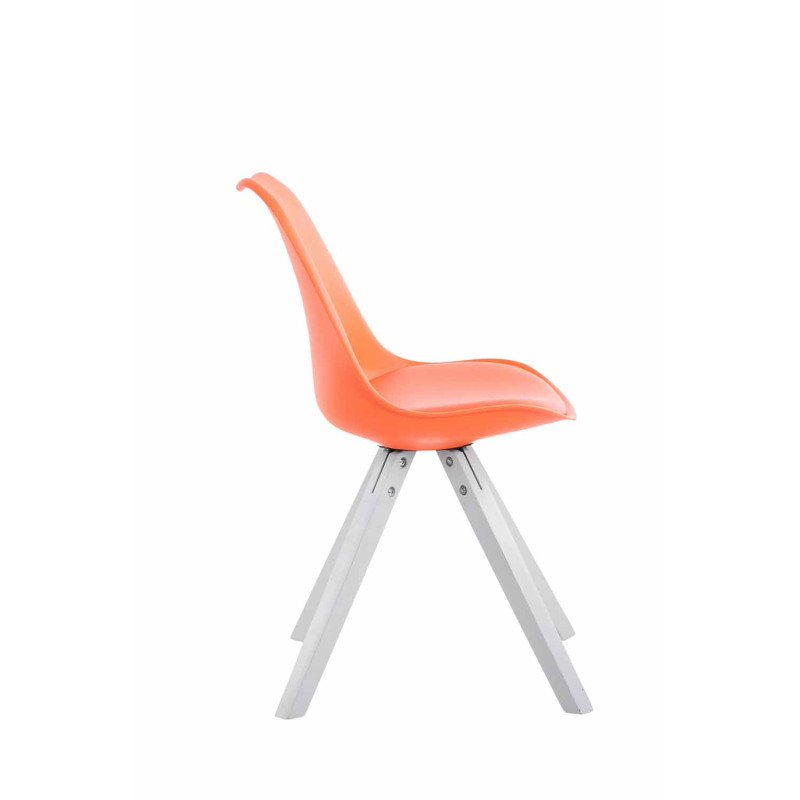 Chaise visiteur Toulouse en cuir artificiel Square blanc | orange