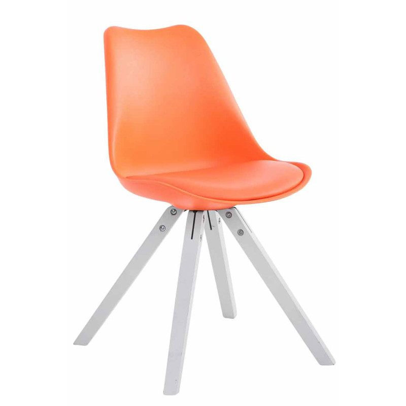 Chaise visiteur Toulouse en cuir artificiel Square blanc | orange