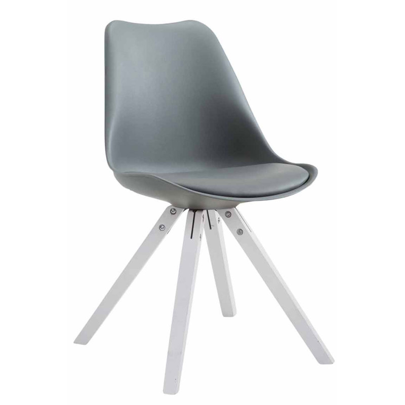 Chaise visiteur Toulouse en cuir artificiel Square blanc | gris
