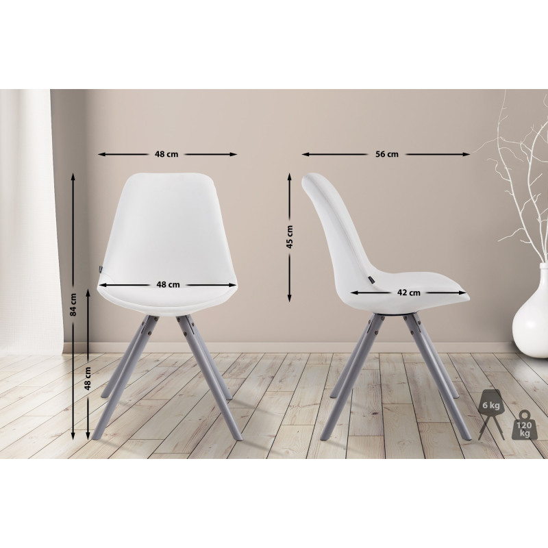 Chaise visiteur Laval Ronde grise | blanc