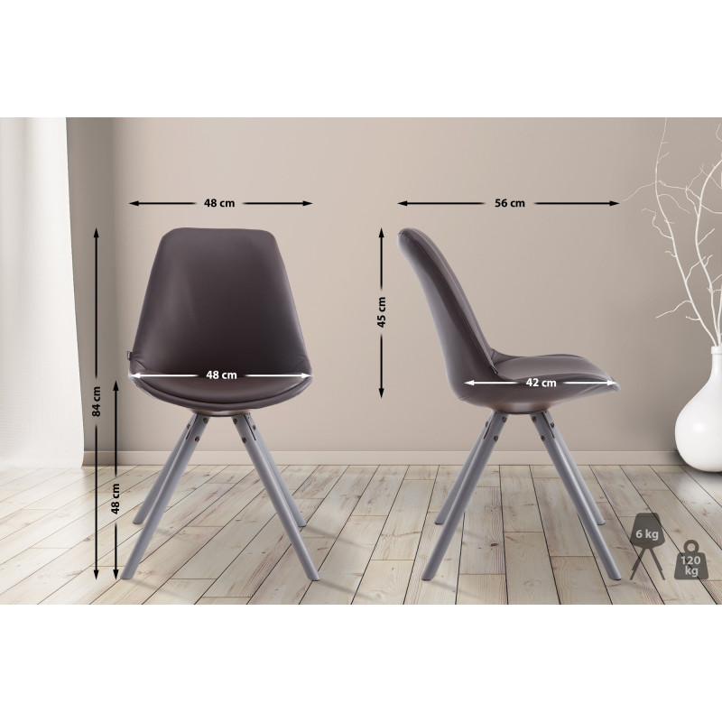 Chaise visiteur Laval Ronde grise | brun
