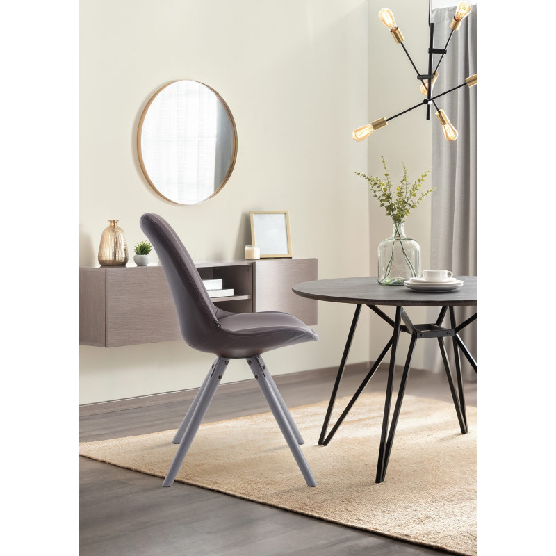 Chaise visiteur Laval Ronde grise | brun