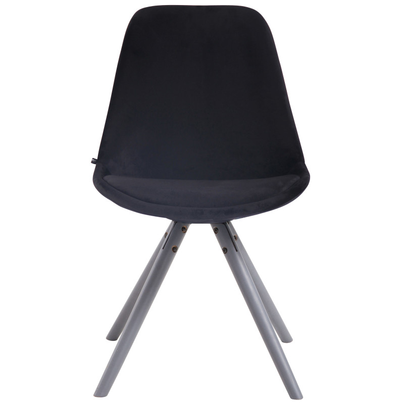 Chaise visiteur Toulouse velours ronde grise | noir