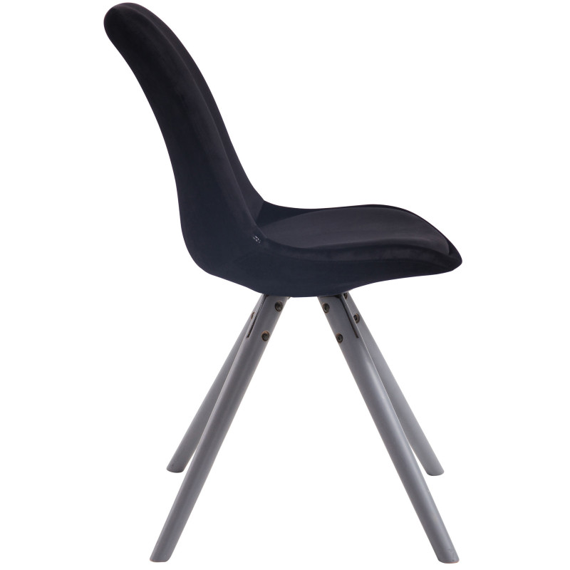 Chaise visiteur Toulouse velours ronde grise | noir