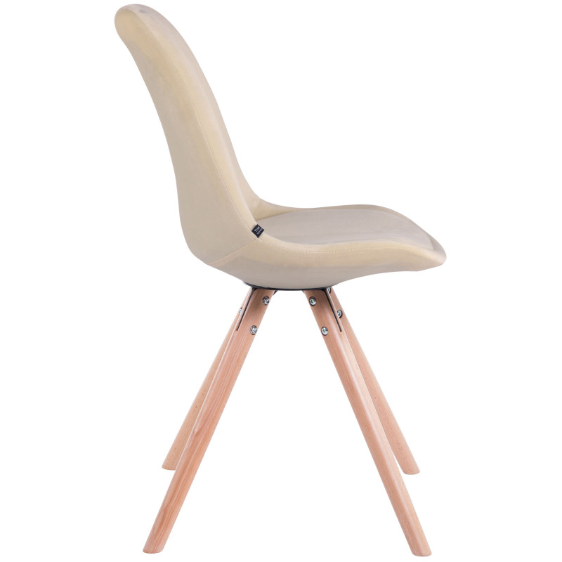 Chaise visiteur Toulouse velours ronde nature | crème