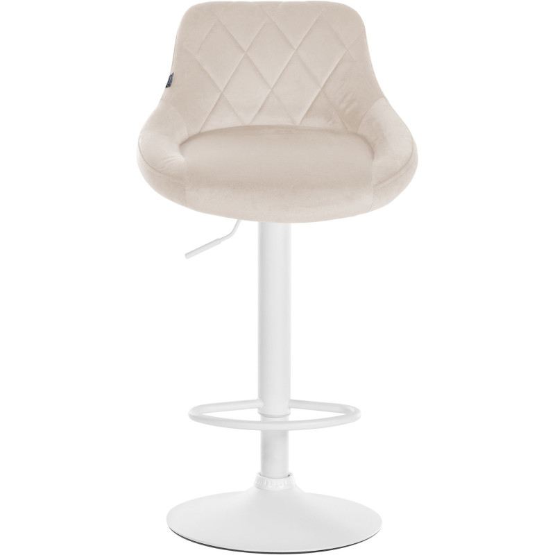 Tabouret de bar Lazio velours blanc crème