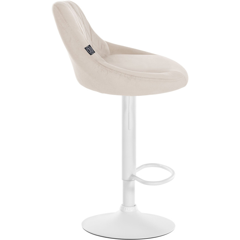 Tabouret de bar Lazio en velours blanc crème