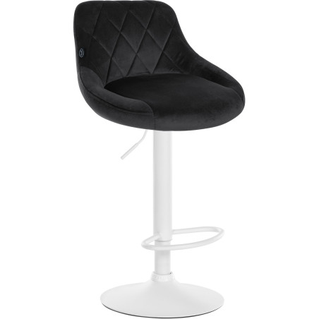 Tabouret de bar Lazio velours blanc noir