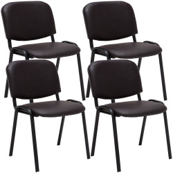 Lot de 4 chaises visiteurs Ken en cuir artificiel | brun