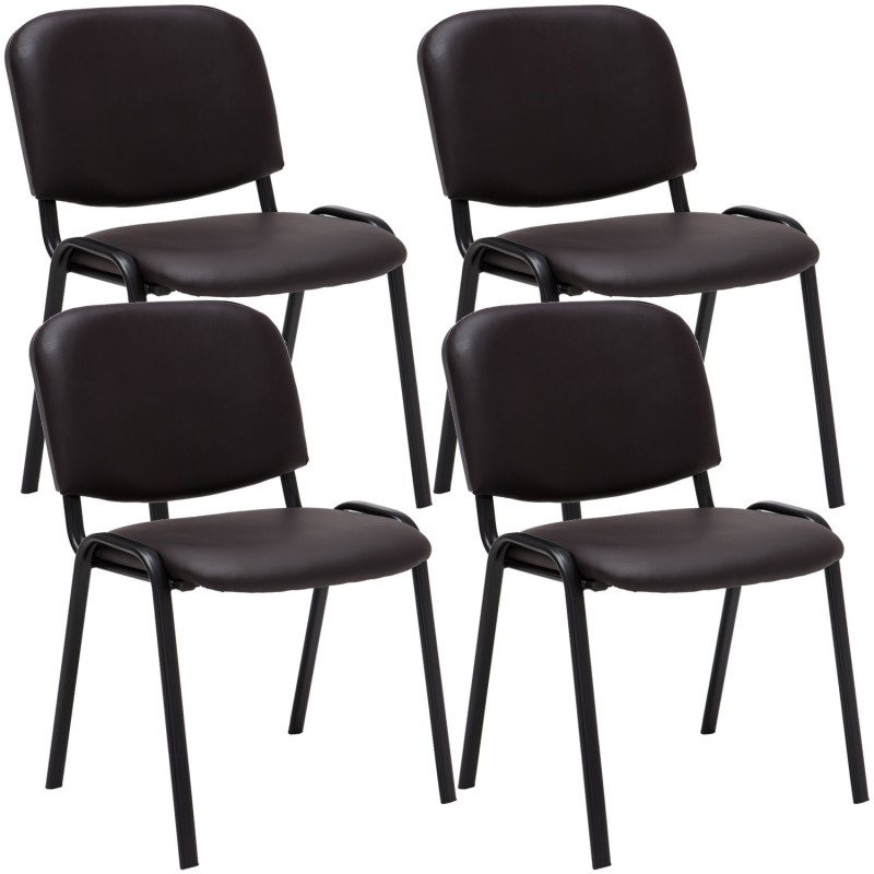 Lot de 4 chaises visiteurs Ken en cuir artificiel | brun