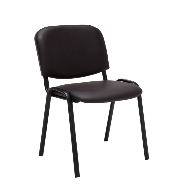 Lot de 4 chaises visiteurs Ken en cuir artificiel | brun