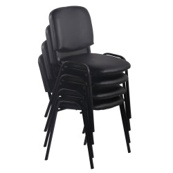 Lot de 4 chaises visiteurs Ken en cuir artificiel | brun
