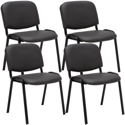 Lot de 4 chaises visiteurs Ken en cuir artificiel | gris
