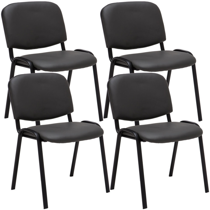 Lot de 4 chaises visiteurs Ken en cuir artificiel | gris