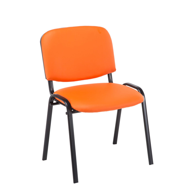 Lot de 4 chaises visiteurs Ken en cuir artificiel | orange