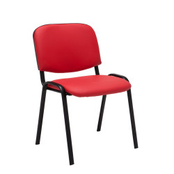 Lot de 4 chaises visiteurs Ken en cuir artificiel | rouge