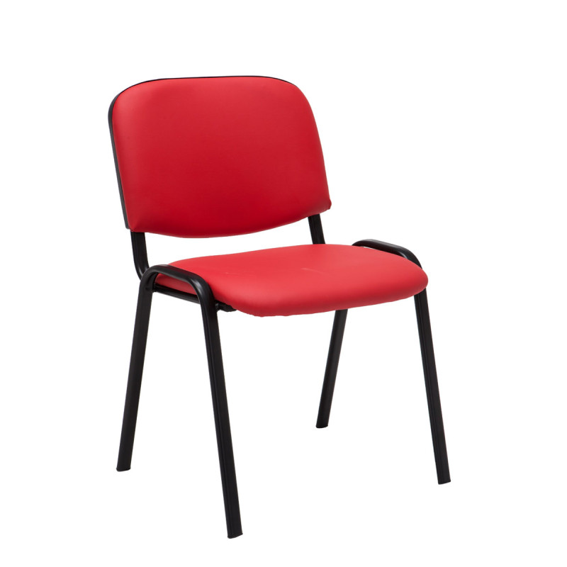 Lot de 4 chaises visiteurs Ken en cuir artificiel | rouge