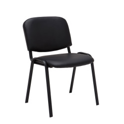Lot de 4 chaises visiteurs Ken en cuir artificiel | noir
