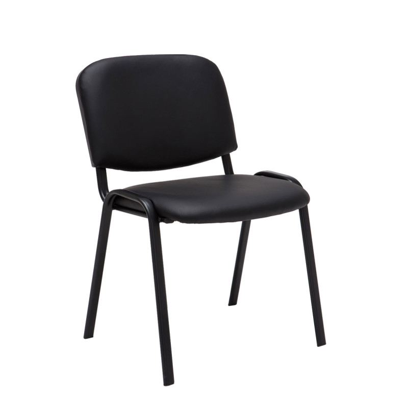 Lot de 4 chaises visiteurs Ken en cuir artificiel | noir