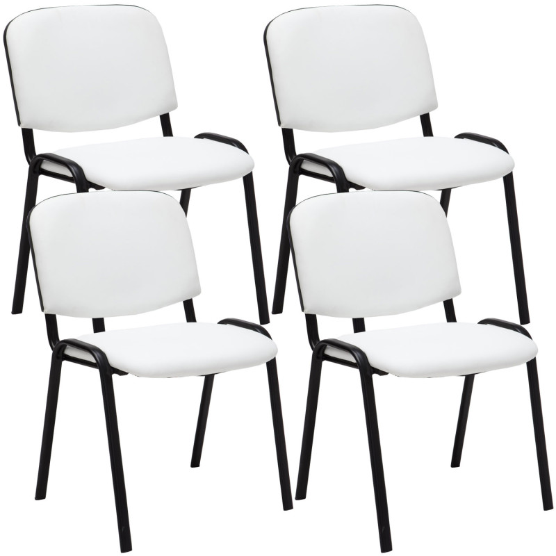 Lot de 4 chaises visiteurs Ken en cuir artificiel | blanc