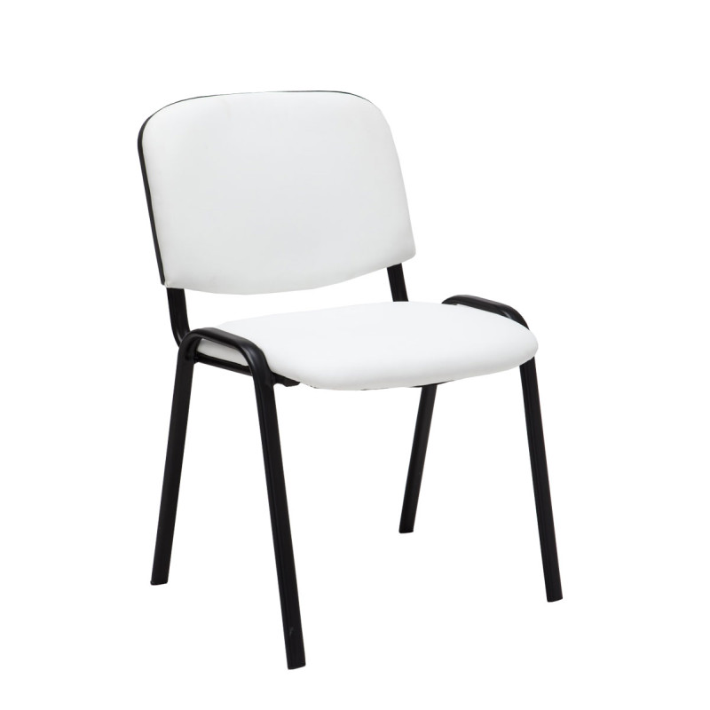 Lot de 4 chaises visiteurs Ken en cuir artificiel | blanc