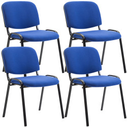 Lot de 4 chaises visiteurs en tissu Ken | bleu