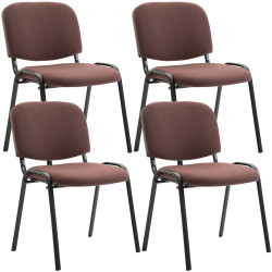 Lot de 4 chaises visiteurs en tissu Ken | brun