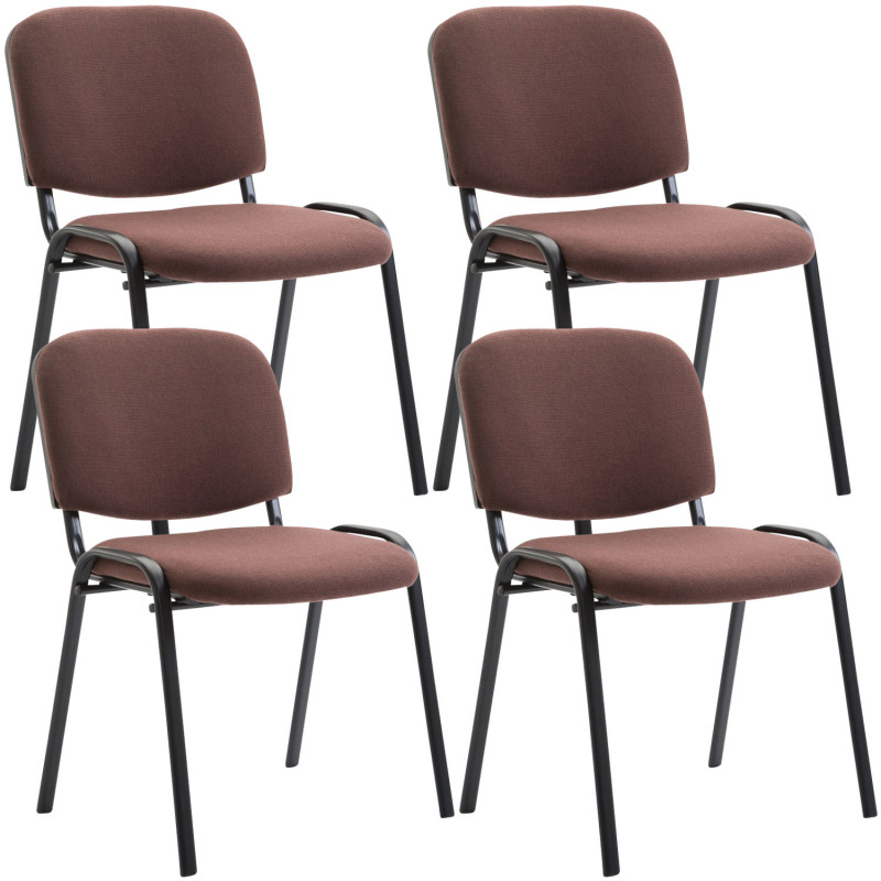 Lot de 4 chaises visiteurs en tissu Ken | brun
