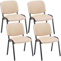 Lot de 4 chaises visiteurs en tissu Ken | crème