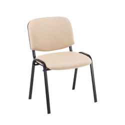 Lot de 4 chaises visiteurs en tissu Ken | crème