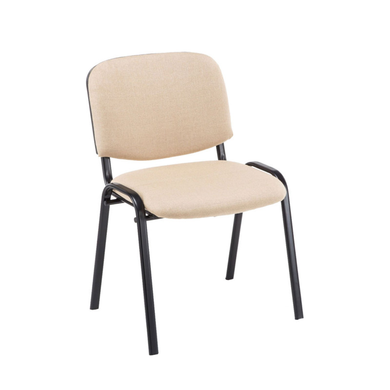 Lot de 4 chaises visiteurs en tissu Ken | crème
