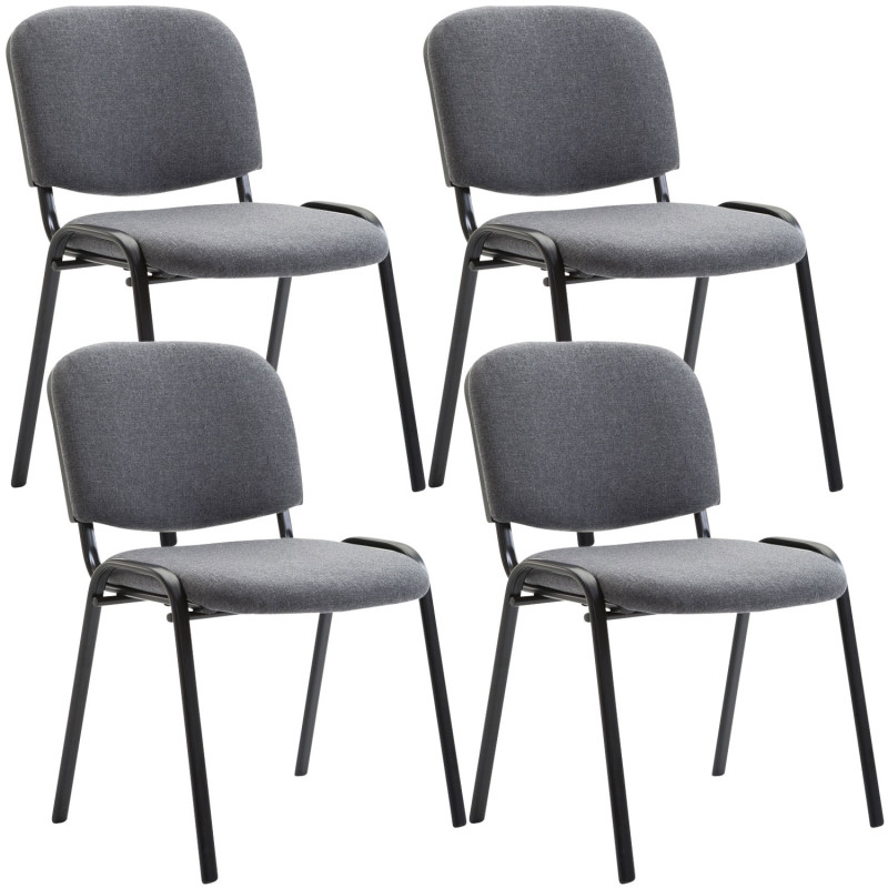 Lot de 4 chaises visiteurs en tissu Ken | gris