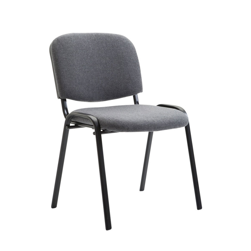 Lot de 4 chaises visiteurs en tissu Ken | gris