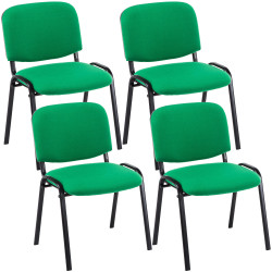 Lot de 4 chaises visiteurs en tissu Ken | vert