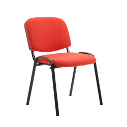 Lot de 4 chaises visiteurs en tissu Ken | rouge
