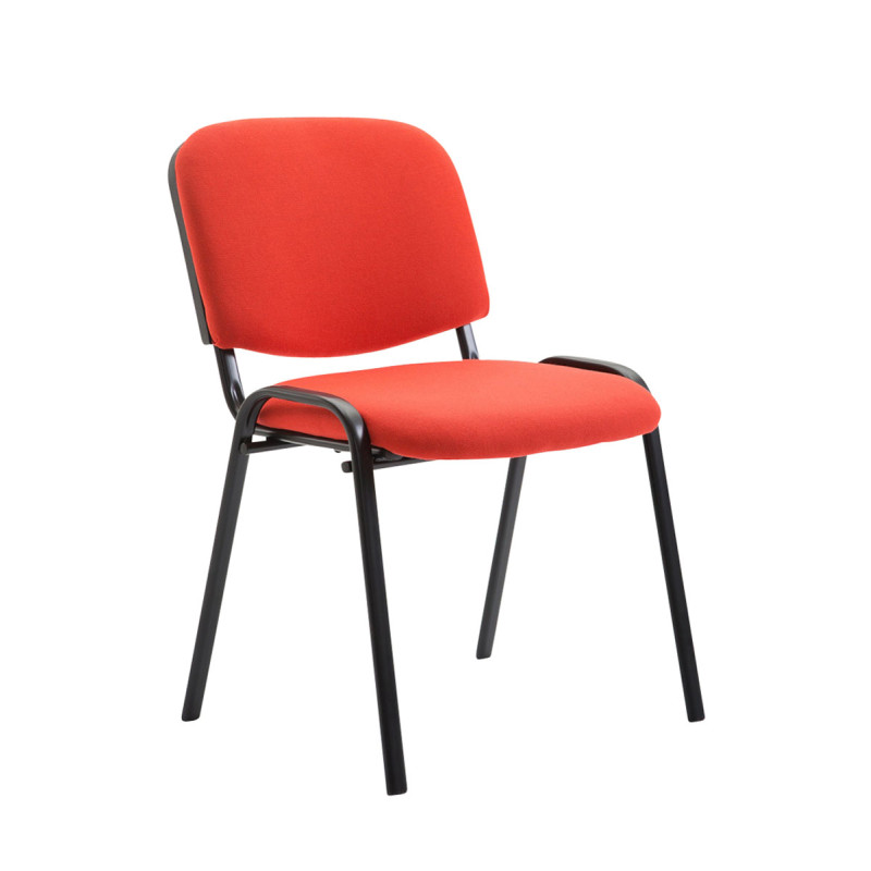 Lot de 4 chaises visiteurs en tissu Ken | rouge