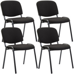 Lot de 4 chaises visiteurs en tissu Ken | noir