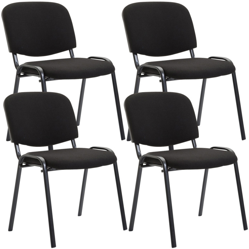 Lot de 4 chaises visiteurs en tissu Ken | noir