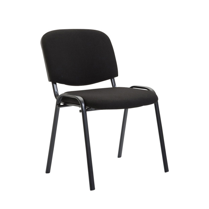 Lot de 4 chaises visiteurs en tissu Ken | noir