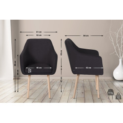 Chaise visiteur Utrecht tissu natura | noir
